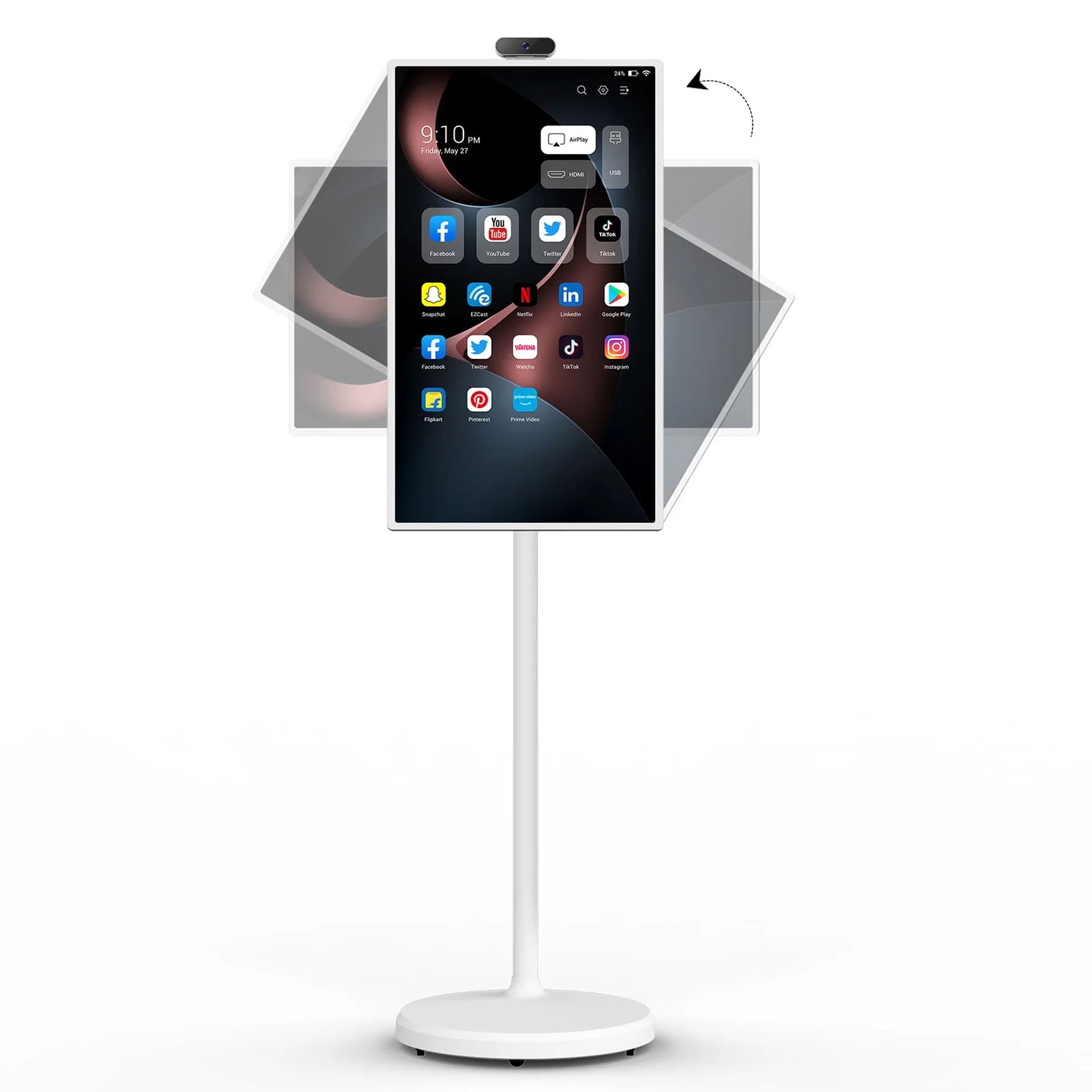 Smart Home Fitness Entertainment Movable Charging Screen Built-In Dual Speaker High-Definition Camera Smart Interactive Displays