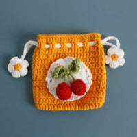 Kawaii Fruit Crochet Coin Wallet Cute Mini Handwoven Bag Earphones Storage