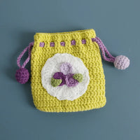 Kawaii Fruit Crochet Coin Wallet Cute Mini Handwoven Bag Earphones Storage