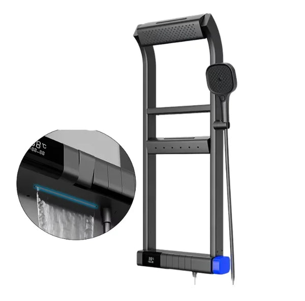 Smart Shower Device Digital Display LED Mood Light Diverse Heads Powerful Large Scale Rotating Water Flow for Apartments Rain