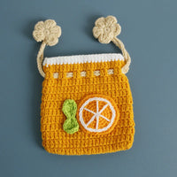 Kawaii Fruit Crochet Coin Wallet Cute Mini Handwoven Bag Earphones Storage