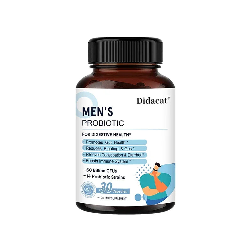 Men's Lactobacillus Probiotics Digestive Enzyme & Prebiotic Fiber Digestive Health More Effective Intestinal Immune Health
