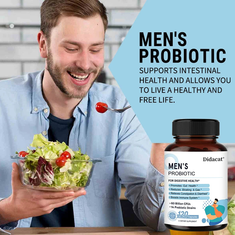 Men's Lactobacillus Probiotics Digestive Enzyme & Prebiotic Fiber Digestive Health More Effective Intestinal Immune Health