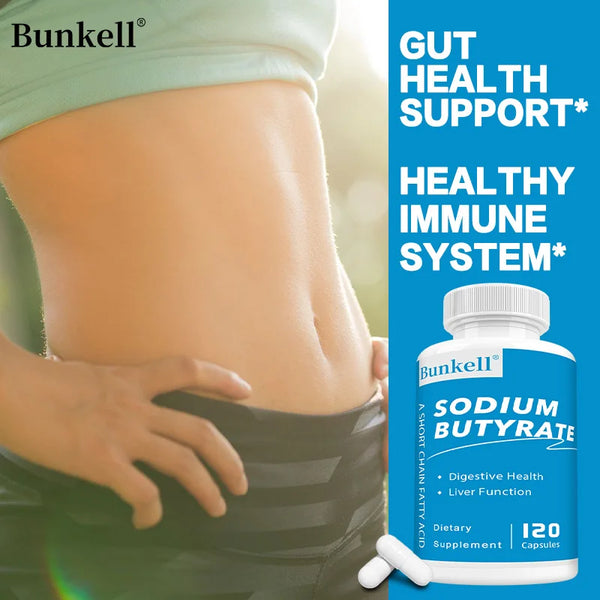 Sodium Butyrate Gut Health Supplement - Helps Gut Health, Detox and Cleansing of The Liver, Digestive Health,120 Capsules