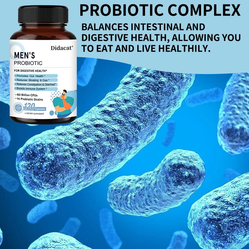 Men's Lactobacillus Probiotics Digestive Enzyme & Prebiotic Fiber Digestive Health More Effective Intestinal Immune Health