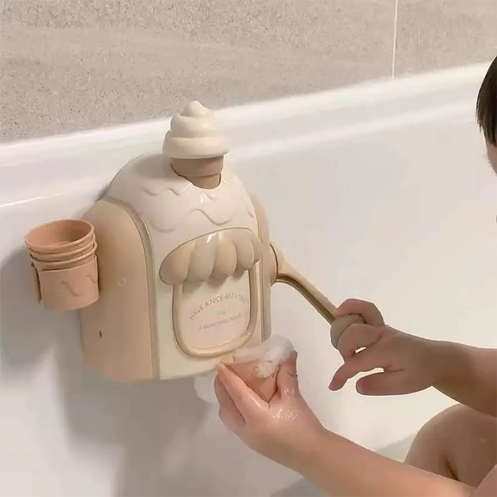 Kids Bubble Foam Machine - Car Bath Toys with Powerful Suction, Toddler Ice Cream Maker for Sensory Play Delicate Supplies