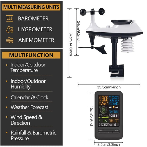Smart Home Weather Station with APP Control Timer Calendar Temperature Humidity Monitor Wind Speed and Rainfall UV Sensor Device