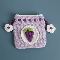 Kawaii Fruit Crochet Coin Wallet Cute Mini Handwoven Bag Earphones Storage