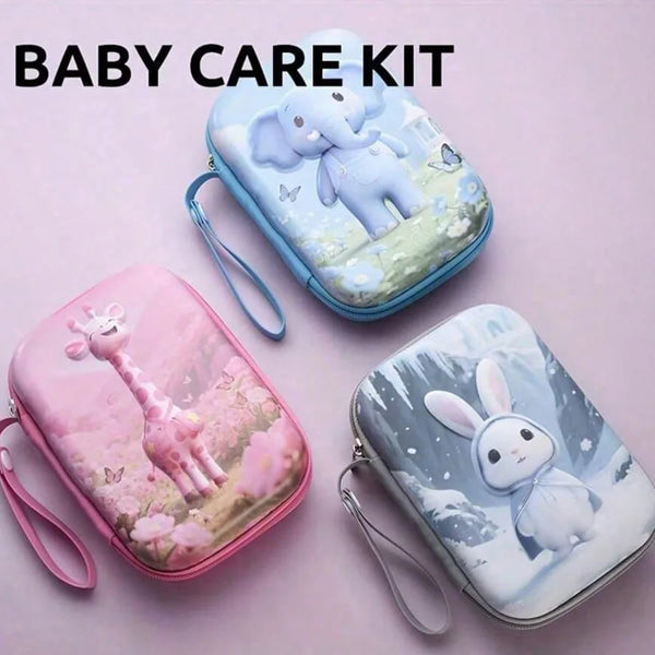 New 12pcs Healthcare Kit with Cartoon Case-Grooming Set with Nail Clipper,Comb Brush,Nose Cleaner&More,Perfect Personal Care Set