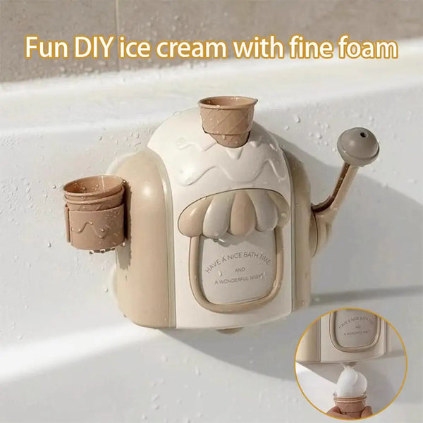 Kids Bubble Foam Machine - Car Bath Toys with Powerful Suction, Toddler Ice Cream Maker for Sensory Play Delicate Supplies