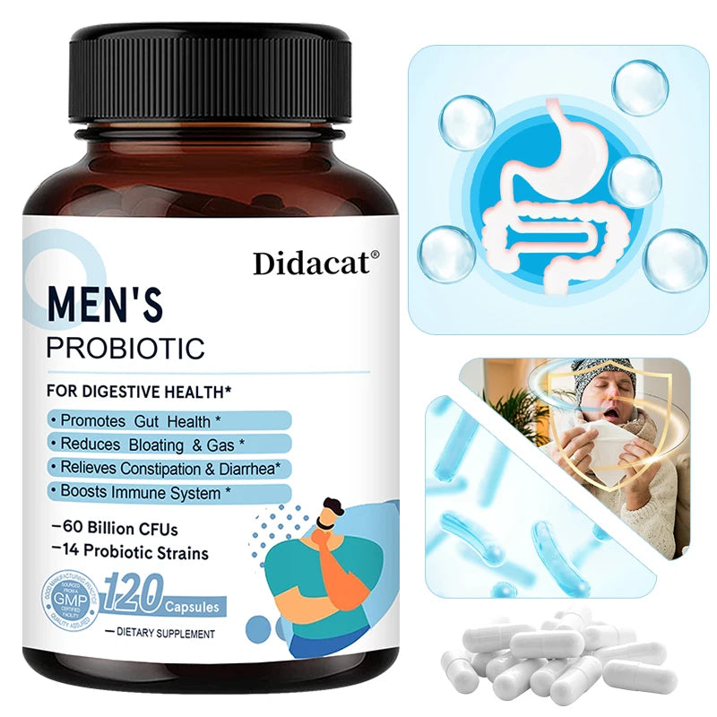 Men's Lactobacillus Probiotics Digestive Enzyme & Prebiotic Fiber Digestive Health More Effective Intestinal Immune Health