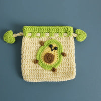 Kawaii Fruit Crochet Coin Wallet Cute Mini Handwoven Bag Earphones Storage